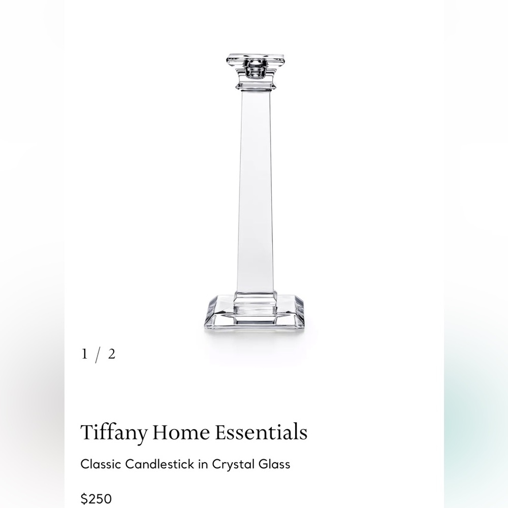 Tiffany Home Essentials 10” Classic Crystal Glass Candle Holder Set of 2